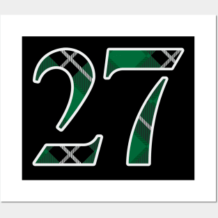 27 Sports Jersey Number Green Black Flannel Posters and Art